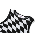 TARGETTO(ターゲット) CHECKERBOARD KNIT ONEPIECE_BLACK