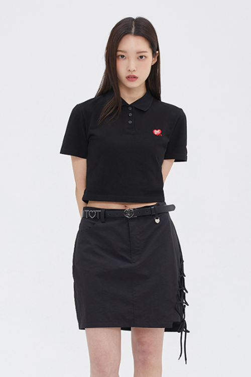 TARGETTO(ターゲット) HEART LOGO CROP PIQUE_BLACK