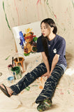 AQO_studiospace(アコスタジオスペース)  AQO BEAR PAINTING T-SHIRTS NAVY