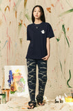 AQO_studiospace(アコスタジオスペース)  AQO BEAR PAINTING T-SHIRTS NAVY