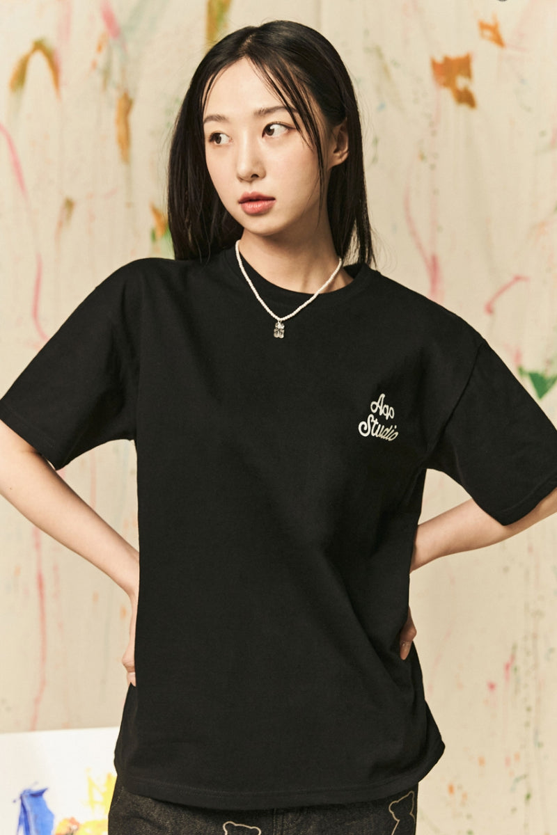 AQO_studiospace(アコスタジオスペース) AQO BEAR DRAWING T-SHIRTS BLACK