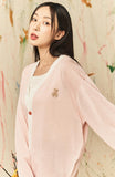 AQO_studiospace(アコスタジオスペース) AQO BEAR BI-COLOR SUMMER CARDIGAN BABY PINK