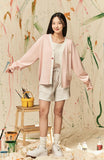 AQO_studiospace(アコスタジオスペース) AQO BEAR BI-COLOR SUMMER CARDIGAN BABY PINK