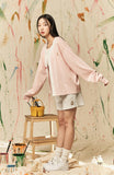 AQO_studiospace(アコスタジオスペース) AQO BEAR BI-COLOR SUMMER CARDIGAN BABY PINK