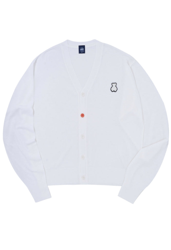 AQO_studiospace(アコスタジオスペース) AQO BEAR BI-COLOR SUMMER CARDIGAN WHITE