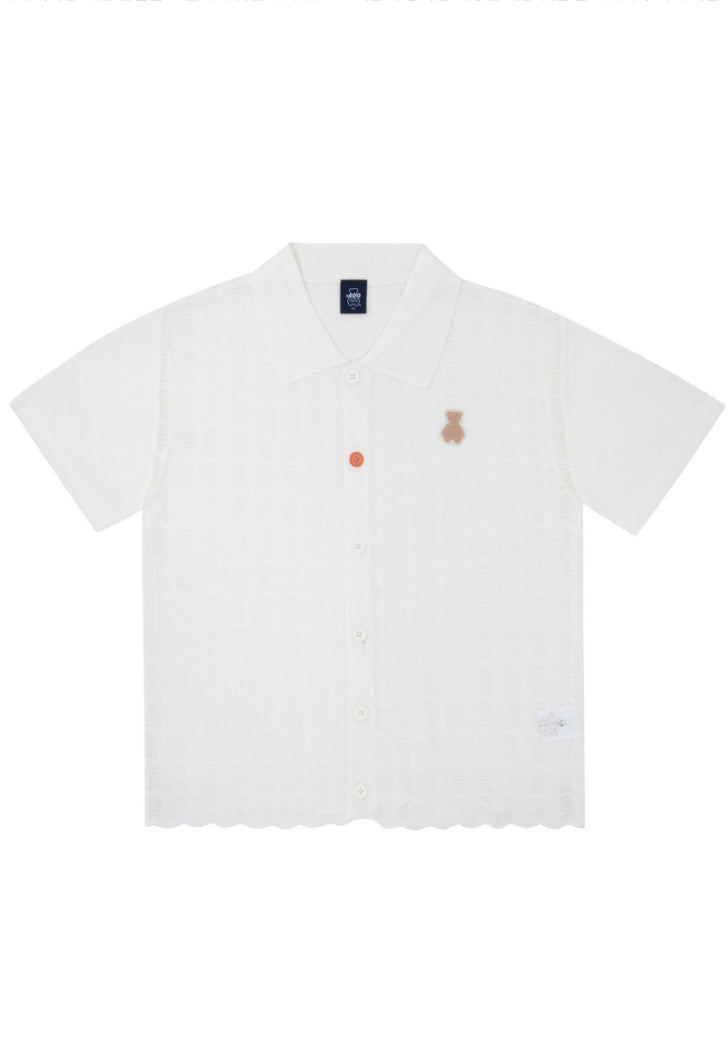 AQO_studiospace(アコスタジオスペース)  AQO BEAR KNIT POLO SHIRTS IVORY