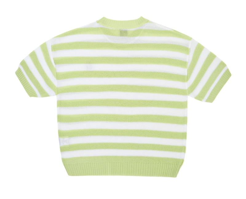 AQO_studiospace(アコスタジオスペース) AQO BEAR STRIPE KNIT TEE LIME