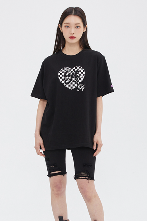 TARGETTO(ターゲット) HEART CHECKERBOARD TEE SHIRT_BLACK