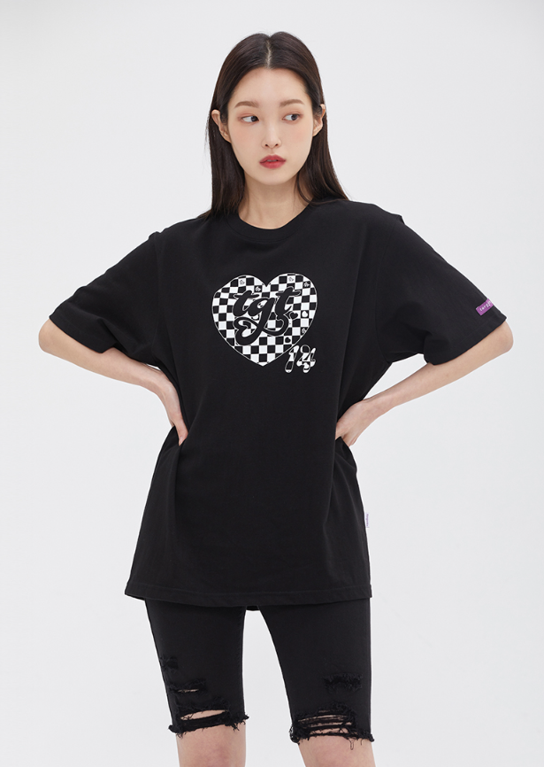 TARGETTO(ターゲット) HEART CHECKERBOARD TEE SHIRT_BLACK