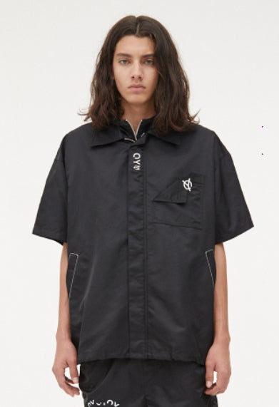 オーワイ(OY) FLAP POCKET NYLON HALF SHIRTS-BLACK