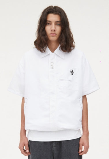 オーワイ(OY) FLAP POCKET NYLON HALF SHIRTS-WHITE