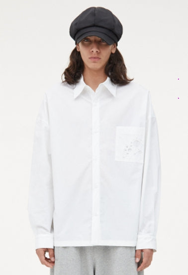 オーワイ(OY) PUNCHING POCKET SHIRTS-WHITE