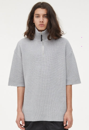 オーワイ(OY) LOGO ZIPPER POLA HALF KNIT-GREY