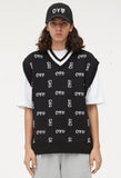 オーワイ(OY) MONOGRAM LOGO V NECK KNIT VEST-BLACK