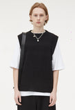 オーワイ(OY) STRIPE LOGO KNIT VEST-BLACK