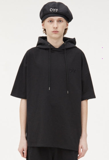 オーワイ(OY)  NYLON LOGO HOODIE T-BLACK