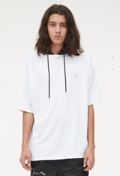 オーワイ(OY)  NYLON LOGO HOODIE T-WHITE