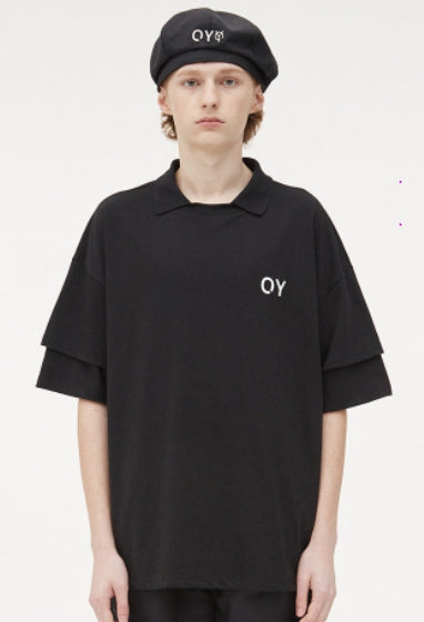オーワイ(OY) LAYERED COLLAR T-BLACK