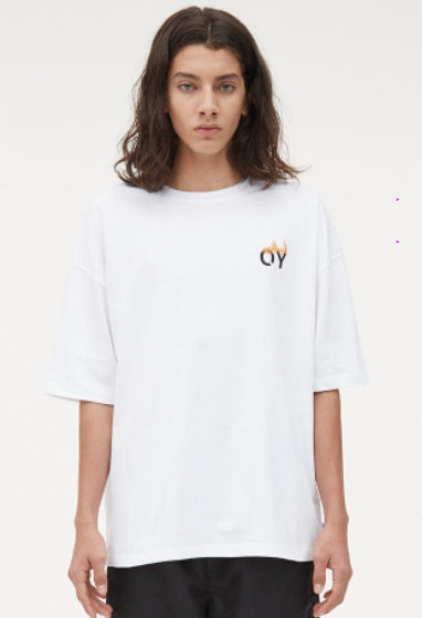 オーワイ(OY) BURN FLAME LOGO T-WHITE