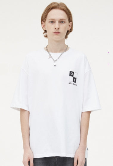オーワイ(OY)  CHECK CUBE LOGO T-WHITE