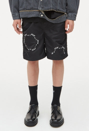 オーワイ(OY) ROUND LOGO NYLON SHORT PANTS-BLACK