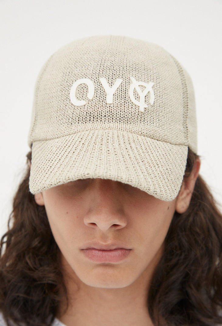 オーワイ(OY)  KNIT LOGO CAP-BEIGE