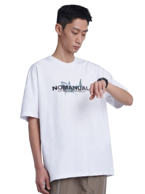 NOMANUAL(ノーマニュアル) SHARK T-SHIRT - WHITE