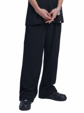 NOMANUAL(ノーマニュアル) BLOCKED LINE PANTS - BLACK