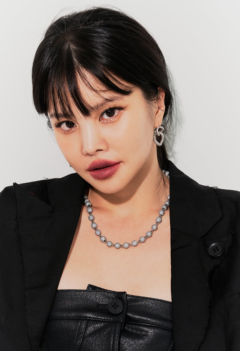 BLACKPURPLE (ブラックパープル) BLACKLABEL Nina Silver Crystal Ball Necklace