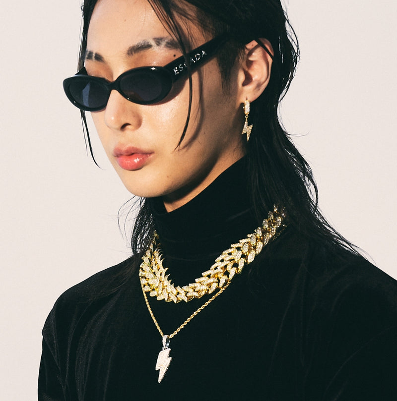 BLACKPURPLE (ブラックパープル) two-tone lightning necklace gold