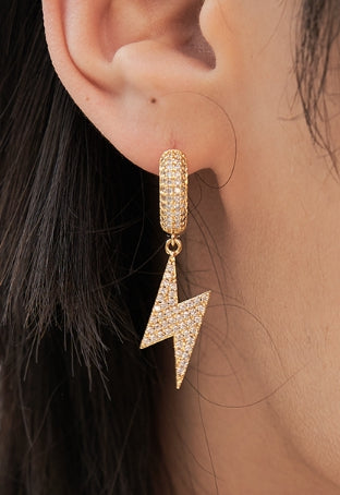 BLACKPURPLE (ブラックパープル) two-tone lightning earring gold