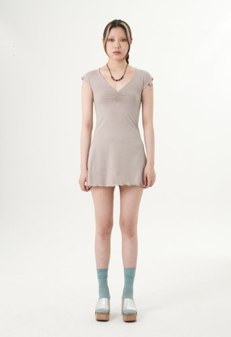 curetty (キュリティー) C V-NECK BASIC DRESS_BEIGE