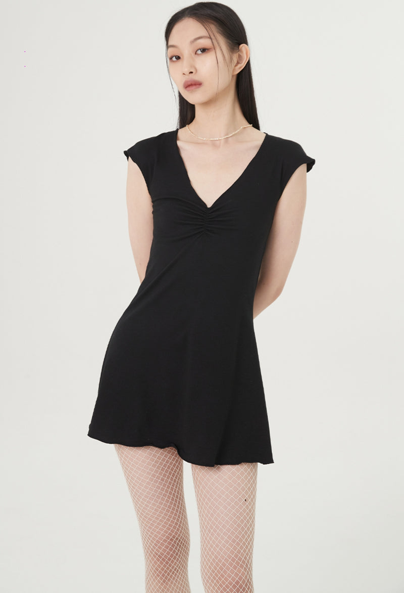curetty (キュリティー) C V-NECK BASIC DRESS_BLACK