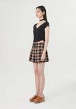 curetty (キュリティー) C CORSET CHECKED PLEATS SKIRT_BEIGE