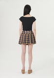 curetty (キュリティー) C CORSET CHECKED PLEATS SKIRT_BEIGE