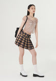 curetty (キュリティー) C CORSET CHECKED PLEATS SKIRT_BEIGE