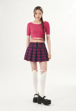 curetty (キュリティー) C CORSET CHECKED PLEATS SKIRT_PURPLE