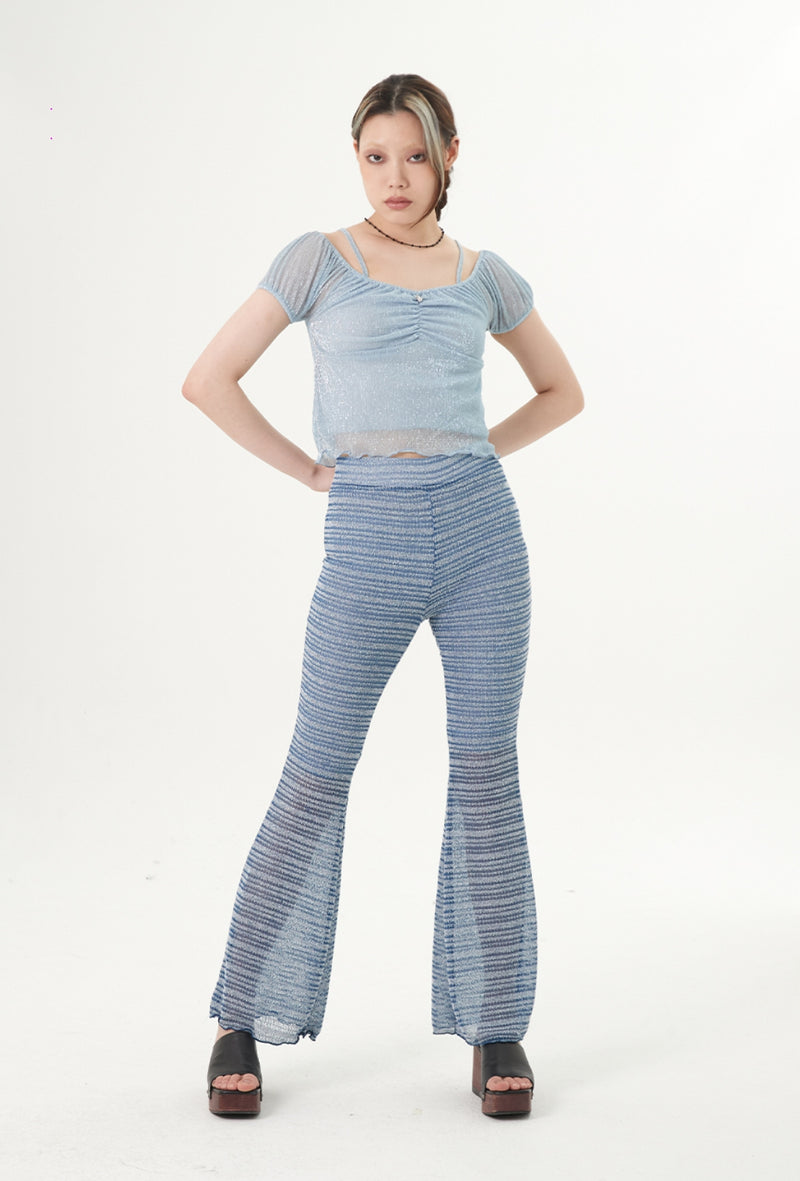 curetty (キュリティー) C STRIPE SEE-THROUGH PANTS_BLUE