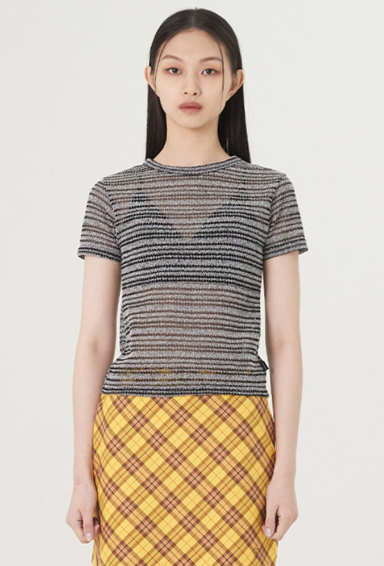 curetty (キュリティー) C STRIPE SEE-THROUGH T-SHIRT_BLACK