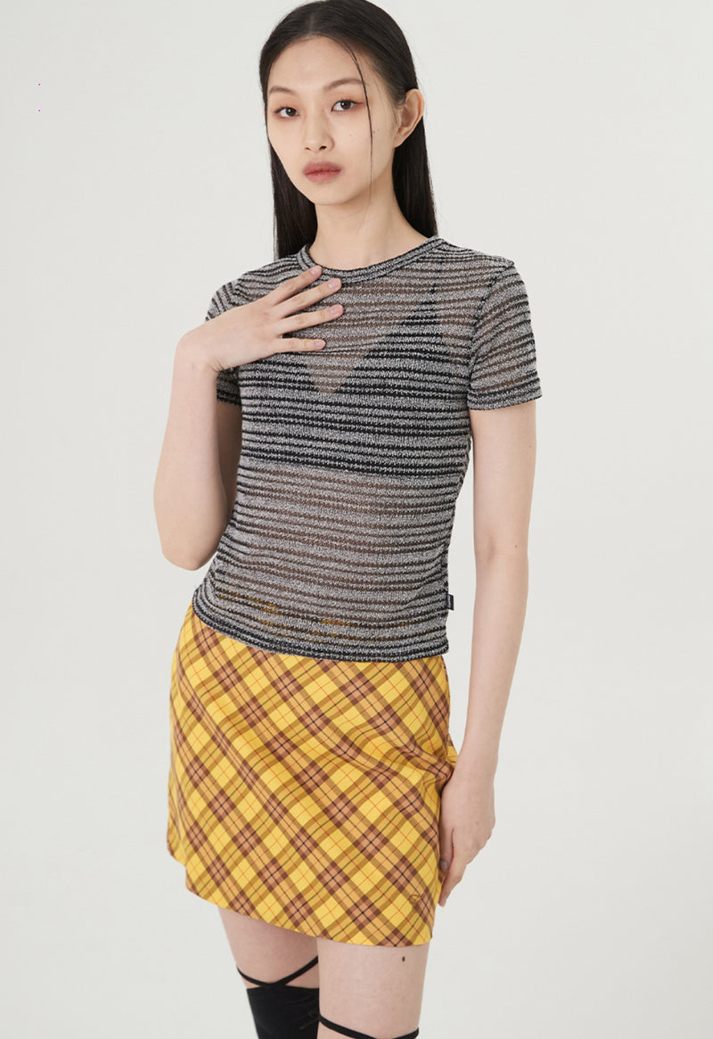 curetty (キュリティー) C STRIPE SEE-THROUGH T-SHIRT_BLACK