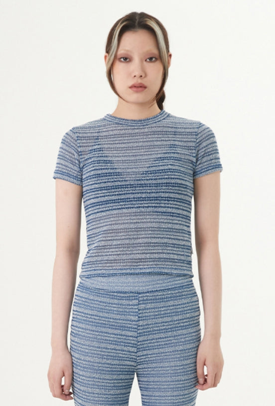 curetty (キュリティー) C STRIPE SEE-THROUGH T-SHIRT_BLUE