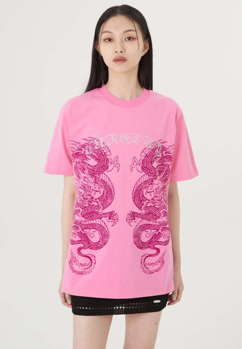 curetty (キュリティー) C DRAGON OVERSIZED T-SHIRT_PINK