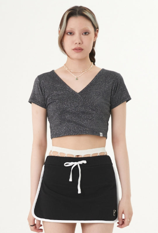 curetty (キュリティー) C METALLIC WRAP T-SHIRT_BLACK
