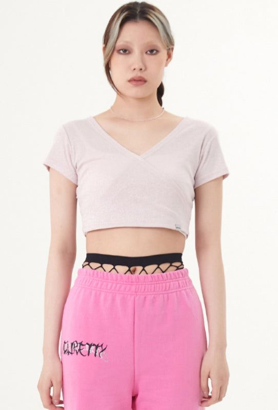 curetty (キュリティー) C METALLIC WRAP T-SHIRT_LIGHT PINK