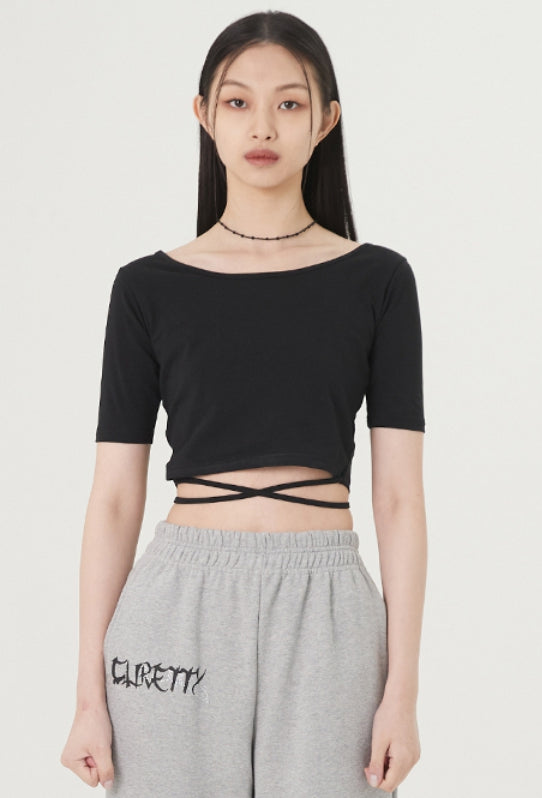 curetty (キュリティー) C STRING POINT HALF T-SHIRT_BLACK
