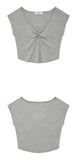 curetty (キュリティー) C V-NECK LACE T-SHIRT_GREY