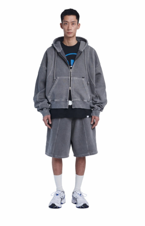 NOMANUAL(ノーマニュアル) CURVE LINE SWEATSHORTS - CHARCOAL