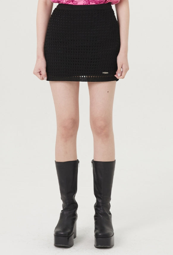 curetty (キュリティー) C CROCHET KNIT SKIRT_BLACK