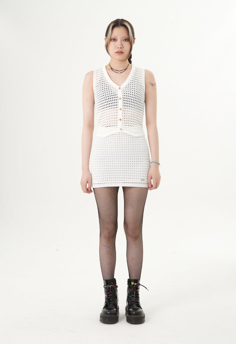 curetty (キュリティー)  C CROCHET KNIT SKIRT_WHITE