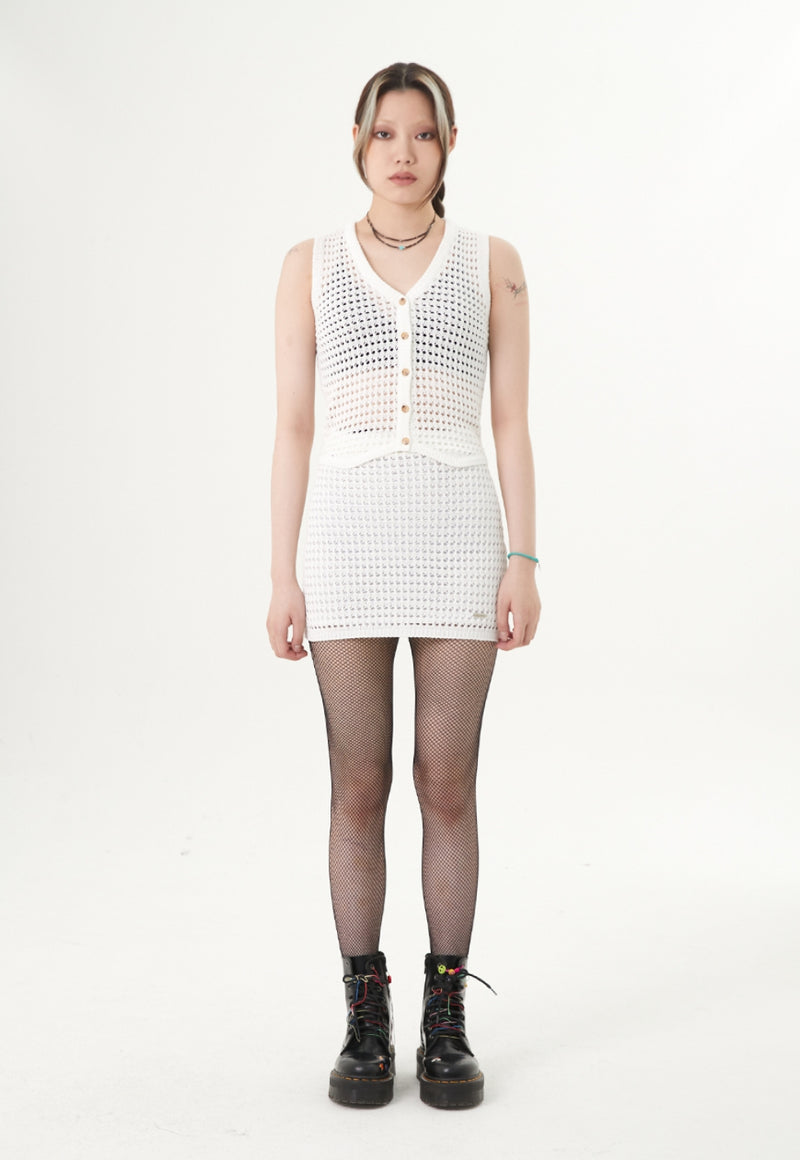 curetty (キュリティー)  C CROCHET KNIT VEST_WHITE